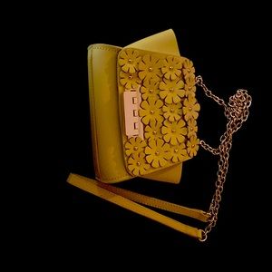 Zac Posen mini bag with chain and beautiful leather flowers.  Never used.